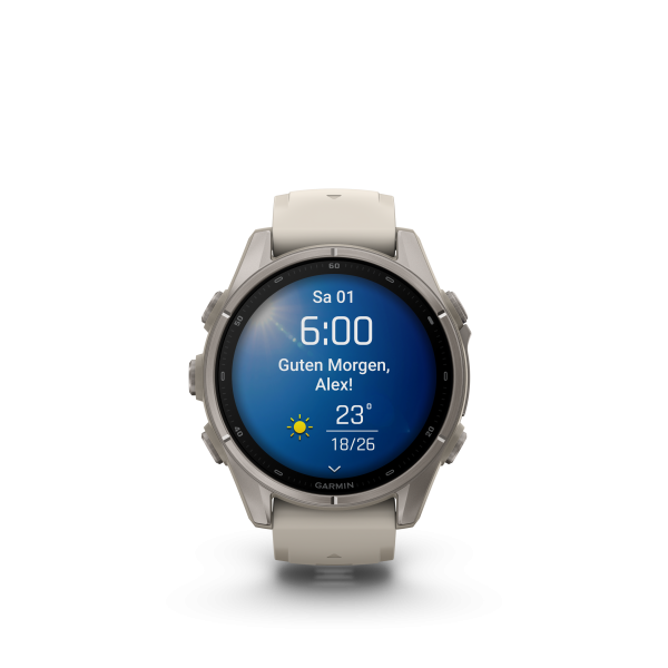 GARMIN Fenix 9, 43mm, Nebelgrau/Titan mit Silikon-Armband (010-04761-01)